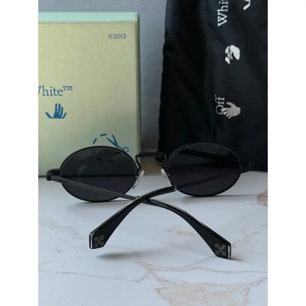 NEW Off White The Cape Black Metal Oval Unisex Sunglasses